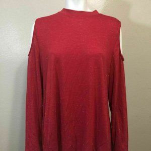 STYLE & CO.  Shirt Red Cold Shoulder Blouse Meta